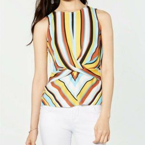 INC Candied Stripe Twist Front Tank Blouse NWT